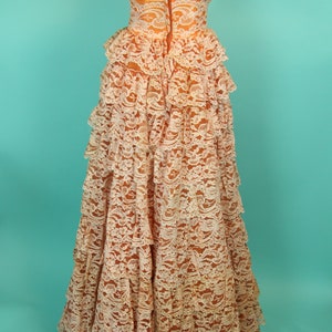 Vintage 1950's Princess Cupcake Dress Orange Multi Layer Ballgown Burlesque Chiffon & Lace Tiered Skirt Size XS image 7