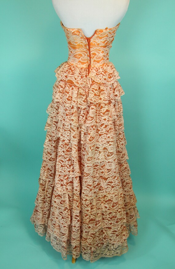 Vintage 1950's Princess Cupcake Dress Orange Mult… - image 7