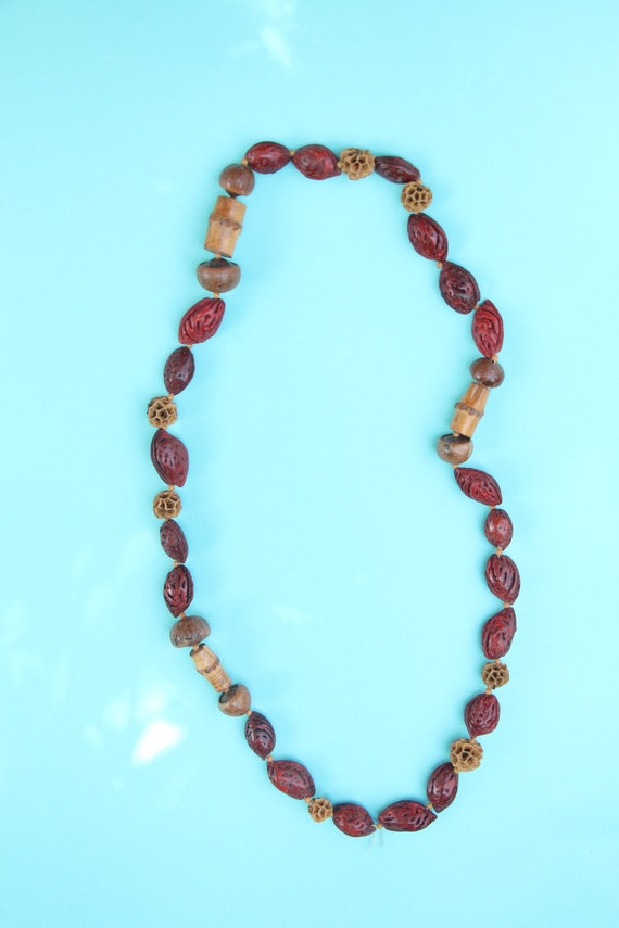 Vintage 1970s Wood Fruit Pin  Necklace Bohemian - image 4