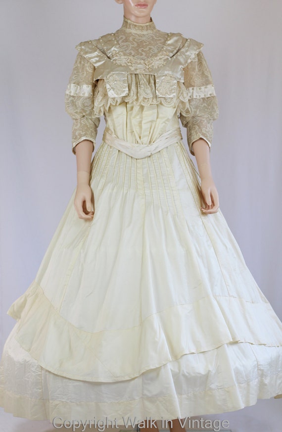 LAYAWAY Edwardian Wedding Dress Antique Gown Fren… - image 2