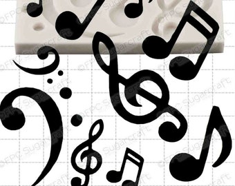 Music silicone mould (mold) - 'Musical Notes' by FPC Sugarcraft | resin mold, fimo mold, polymer clay mold, soapmaking mold C202