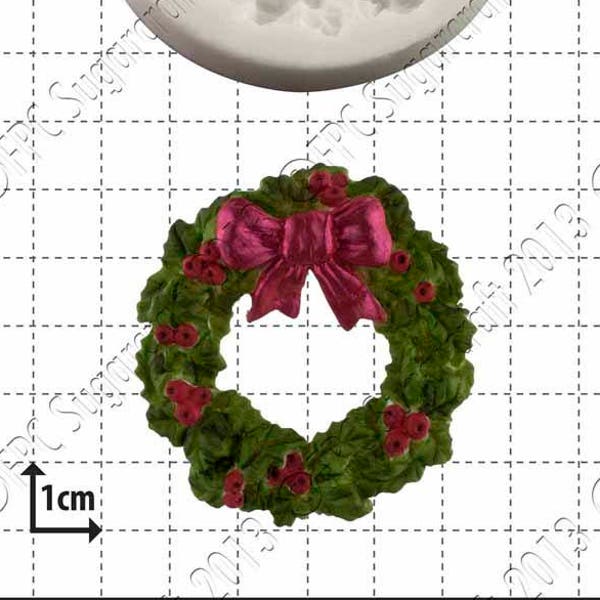 Moule silicone de Noël (moule) - « Holly Wreath » par FPC Sugarcraft | moule, moule fimo, moule en argile polymère, moule à Noël D011 en résine