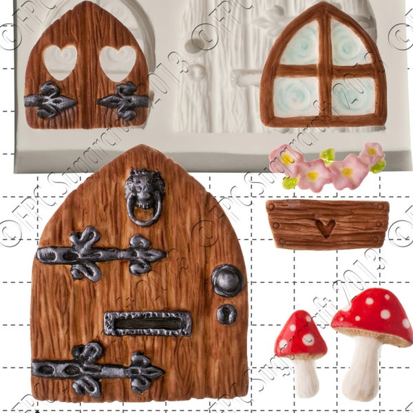 Fairy silicone mould (mold) - 'Fairy Door & Windows' by FPC Sugarcraft | resin mold, fimo mold, polymer clay mold, soapmaking mold C184