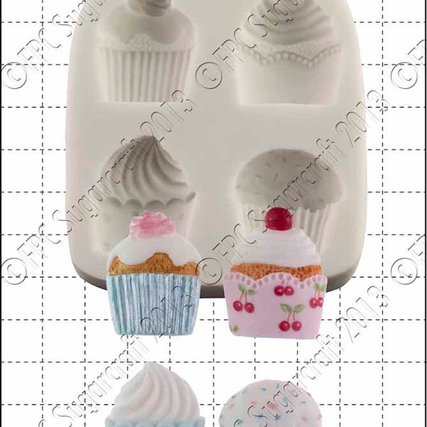 Moule silicone de cupcakes (moule) - « Cupcakes » par FPC Sugarcraft | moule, moule fimo, moule en argile polymère, Savonnerie moule C119 en résine