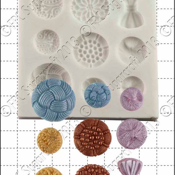 Boutons de moule en silicone (moule) - « Boutons antiques » par FPC Sugarcraft | moule, moule fimo, moule en argile polymère, Savonnerie moule C101 en résine