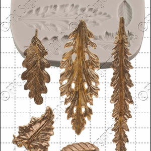 Leaves silicone mould (mold) - &#39;Decorative Leaves&#39; by FPC Sugarcraft | resin mold, fimo mold, polymer clay mold, soapmaking mold C147