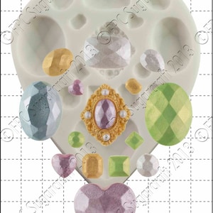 Jewel silicone mould (mold) - 'Multi Gem' by FPC Sugarcraft | resin mold, fimo mold, polymer clay mold, soapmaking mold C052