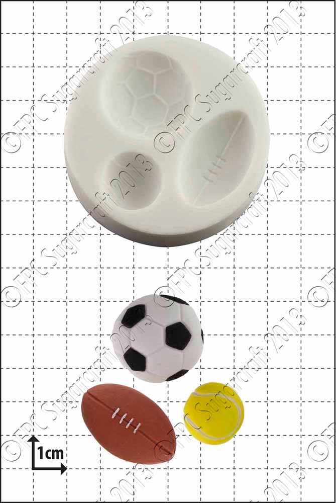 Sports Silicone Mould (mold) 'sport Balls' by FPC Sugarcraft