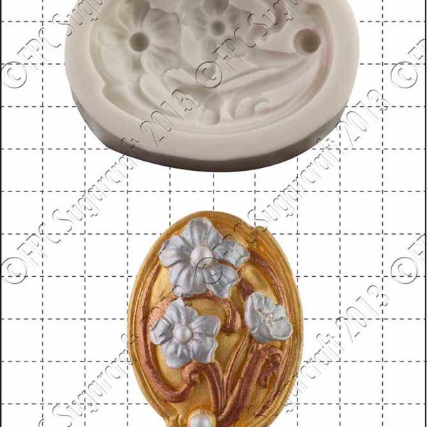 Art Nouveau silicone mould (mold) - 'Art Nouveau Flowers' by FPC Sugarcraft | resin mold, fimo mold, polymer clay mold, soapmaking mold B023