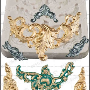 Baroque silicone mould (mold) - &#39;Baroque Scrolls&#39; by FPC Sugarcraft resin mold, fimo mold, polymer clay mold, soapmaking mold C197
