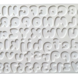 Bubble Script Alphabet molde de silicona de FPC Sugarcraft / molde de resina, molde fimo, molde de arcilla polimérica, molde para hacer jabón C260
