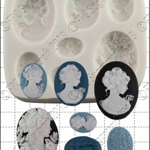 Cameo silicone mould (mold) - &#39;Cameo Ladies&#39; by FPC Sugarcraft | resin mold, fimo mold, polymer clay mold, soapmaking mold C126