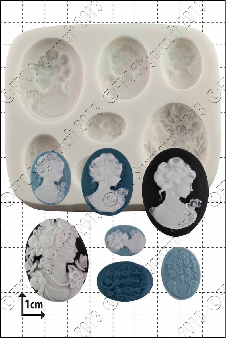 Cameo silicone mould mold 'Cameo Ladies' by FPC Sugarcraft resin mold, fimo mold, polymer clay mold, soapmaking mold C126 image 1