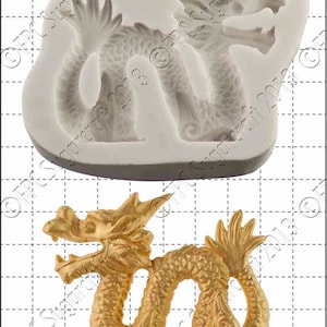 Stampo in silicone Dragon (stampo) - 'Cinese Dragon (a sinistra)' da FPC Sugarcraft | muffa, muffa di fimo, stampo di argilla del polimero, saponificazione muffa C075 in resina