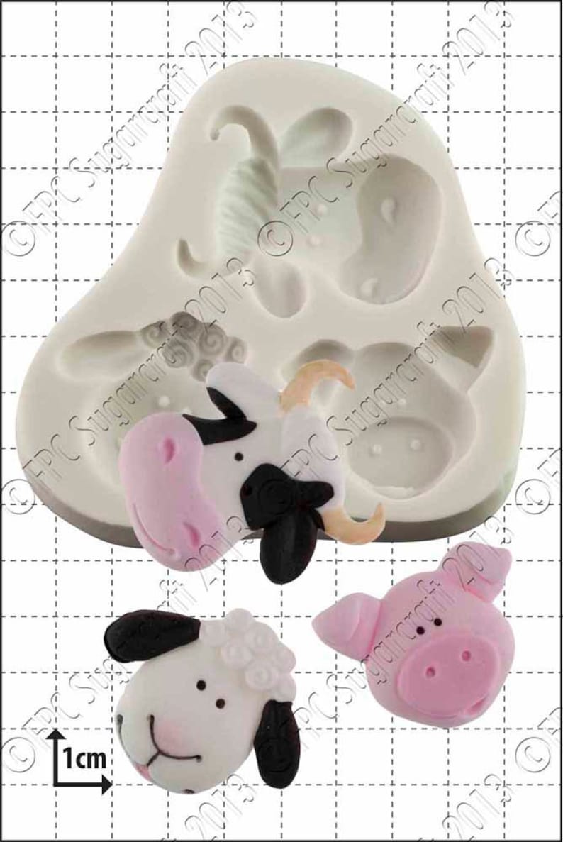 Farm silicone mould soapmaking mold C121 resin mold mold polymer clay mold fimo mold - /'Farm Animals/' by FPC Sugarcraft