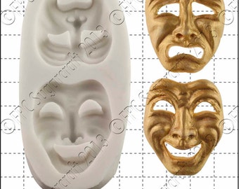 Mask silicone mould (mold) - 'Comedy & Tragedy Masks' by FPC Sugarcraft | resin mold, fimo mold, polymer clay mold, soapmaking mold C064