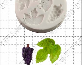 Grapes silicone mould (mold) - 'Grape & Vine Leaves' by FPC Sugarcraft | resin mold, fimo mold, polymer clay mold, soapmaking mold B011