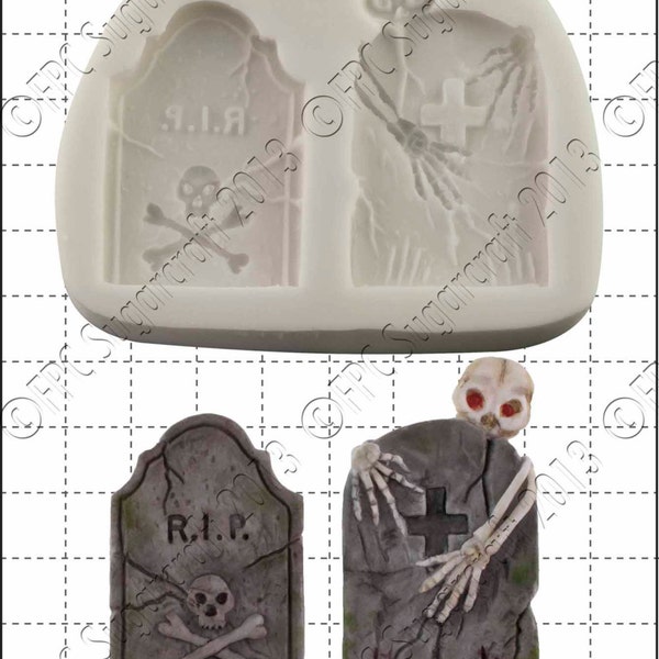 Halloween silicone mould (mold) - 'Tombstones' by FPC Sugarcraft | resin mold, fimo mold, polymer clay mold, soapmaking mold D032