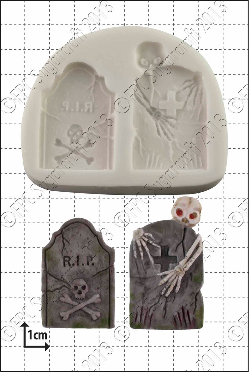 Halloween silicone mould mold 'Tombstones' by FPC Sugarcraft resin mold, fimo mold, polymer clay mold, soapmaking mold D032 image 1