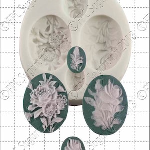 Molde de silicona (molde) - 'Flor Cameos' de Sugarcraft de FPC de camafeos | la resina fimo molde, molde de la arcilla de polímero, molde, molde jabon C092