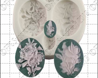 Cameos silicone mould (mold) - 'Flower Cameos' by FPC Sugarcraft | resin mold, fimo mold, polymer clay mold, soapmaking mold C092