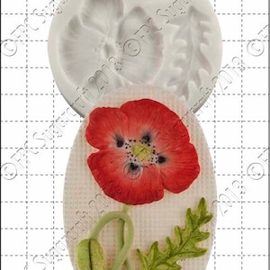 Papavero in silicone mould (stampo) - 'Papavero Kit' di Sugarcraft FPC | resina di muffa, muffa di fimo, stampo di argilla del polimero, saponificazione muffa A013