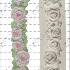 Rose silicone mould (mold) - &#39;Rose Border&#39; by FPC Sugarcraft | resin mold, fimo mold, polymer clay mold, soapmaking mold E003