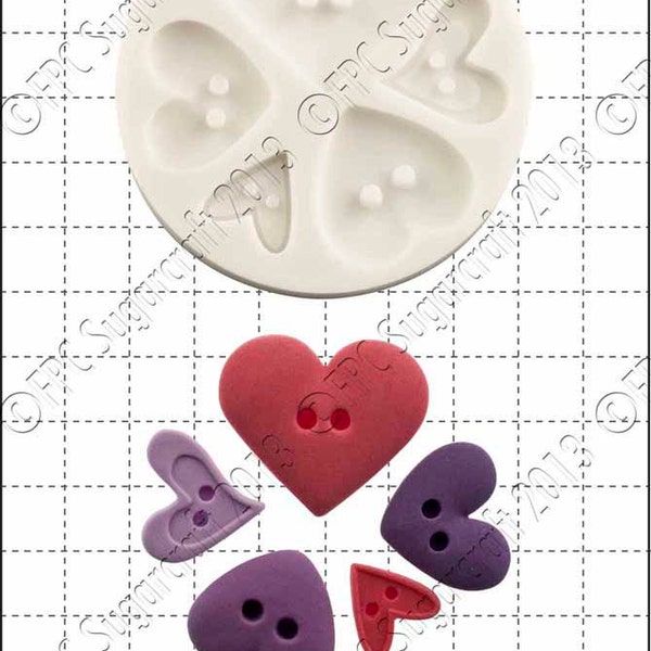 Moule en silicone (moule) - « Boutons coeur » par FPC Sugarcraft de coeur | moule, moule fimo, moule en argile polymère, Savonnerie moule C136 en résine