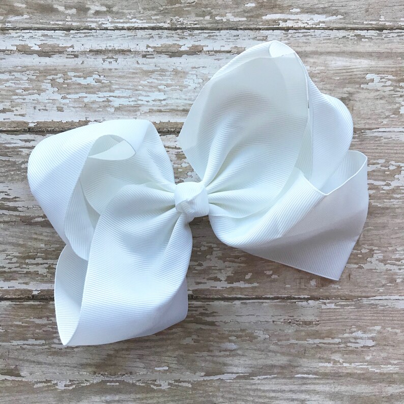 White 8 Inch Hair Bows Large Hair Bows Big Hair Bows Girls Etsy