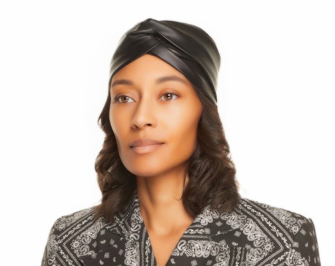 Wanda Turban - Stretch Black Vegan Leather