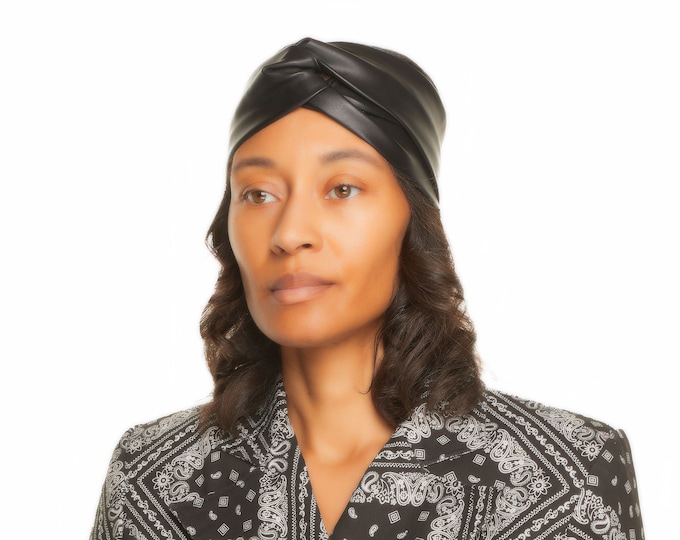 Wanda Turban - Stretch Black Vegan Leather