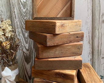 Reclaimed, handmade vintage  wood, 8 inch by 8 inch by 2 inch boxes great for unique storage or wedding table toppers