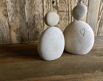 A Pair of Sweetest Day Large Zen Stone Figurines from naturally smooth handpicked beach stones