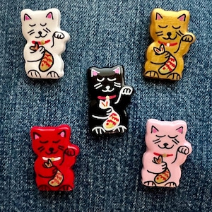 Cute Kawaii Good Fortune Pins, Japan Lucky Cat Maneki Neko