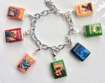 Custom Book Charm Bracelet, You Pick 5 Charms