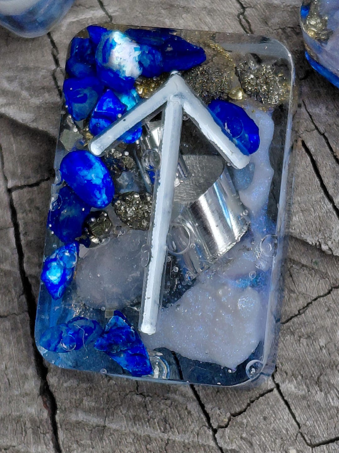 Runes of Ocean Sky– Orgone Rune Set With Shell, Pyrite, Steel and ...