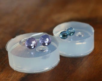 A transparent silicone mold for jewellery Diy, 2 pieces of truncated faceted sphere,   8mm