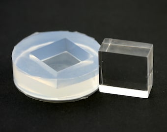 Molde de silicone transparente para joalharia DIY, botão quadrado 25mm (1")