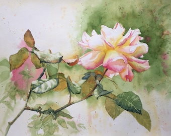 ピンクのシンビジウム蘭の花のオリジナル水彩画 - Etsy 日本