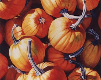 Pumpkin Watercolor Painting - Fall, Harvest, Autumn, Kitchen, Halloween, Seasonal Decor - Original Art