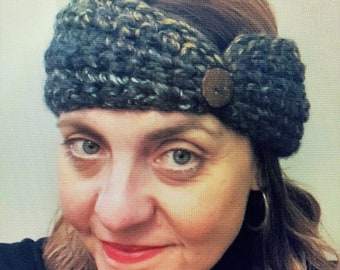 Crochet Headband Ear Warmer, Ski Headband, Super Chunky, Gifts for Her, Handmade, Hair Accessory, Head Wrap With Button Closure, 2 for 40