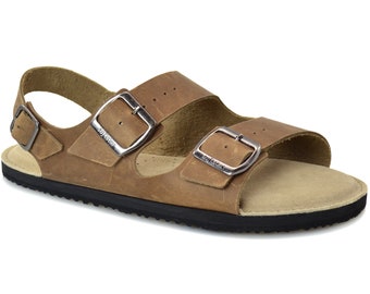 Flexible Light Brown Leather Sandals - Minimalist Sandals - Zero Drop Sandals Made in USA - Adult Softstar "Camino" Style