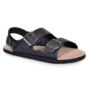 Flexible Black Leather Sandals - Minimalist Sandals - Zero Drop Sandals Made in USA - Adult Softstar "Camino" Style