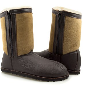 Sheepskin Boots - Winter Boots - Warm Boots - Brown Leather Boots - Minimalist Boots - Zero Drop Boots - Adult Softstar "Phoenix" Style image 3