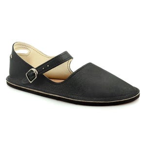 Black Mary Jane Flats - Handmade Leather Shoes - Minimalist Shoes - Leather Mary Janes - Minimal Shoes - Adult Softstar &quot;Merry Jane&quot; Style