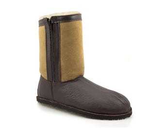 Botas de piel de oveja - Botas de invierno - Botas cálidas - Botas de cuero marrón - Botas minimalistas - Botas de caída cero - Botas Softstar para adultos estilo "Phoenix"