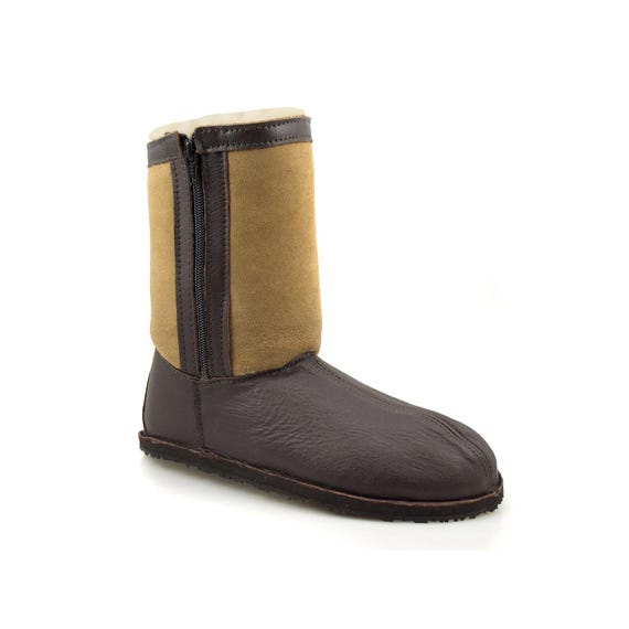 Sheepskin Boots - Winter Boots - Warm Boots - Brown Leather Boots - Minimalist Boots - Zero Drop Boots - Adult Softstar "Phoenix" Style