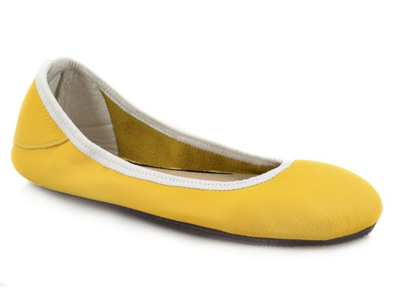 yellow leather flats