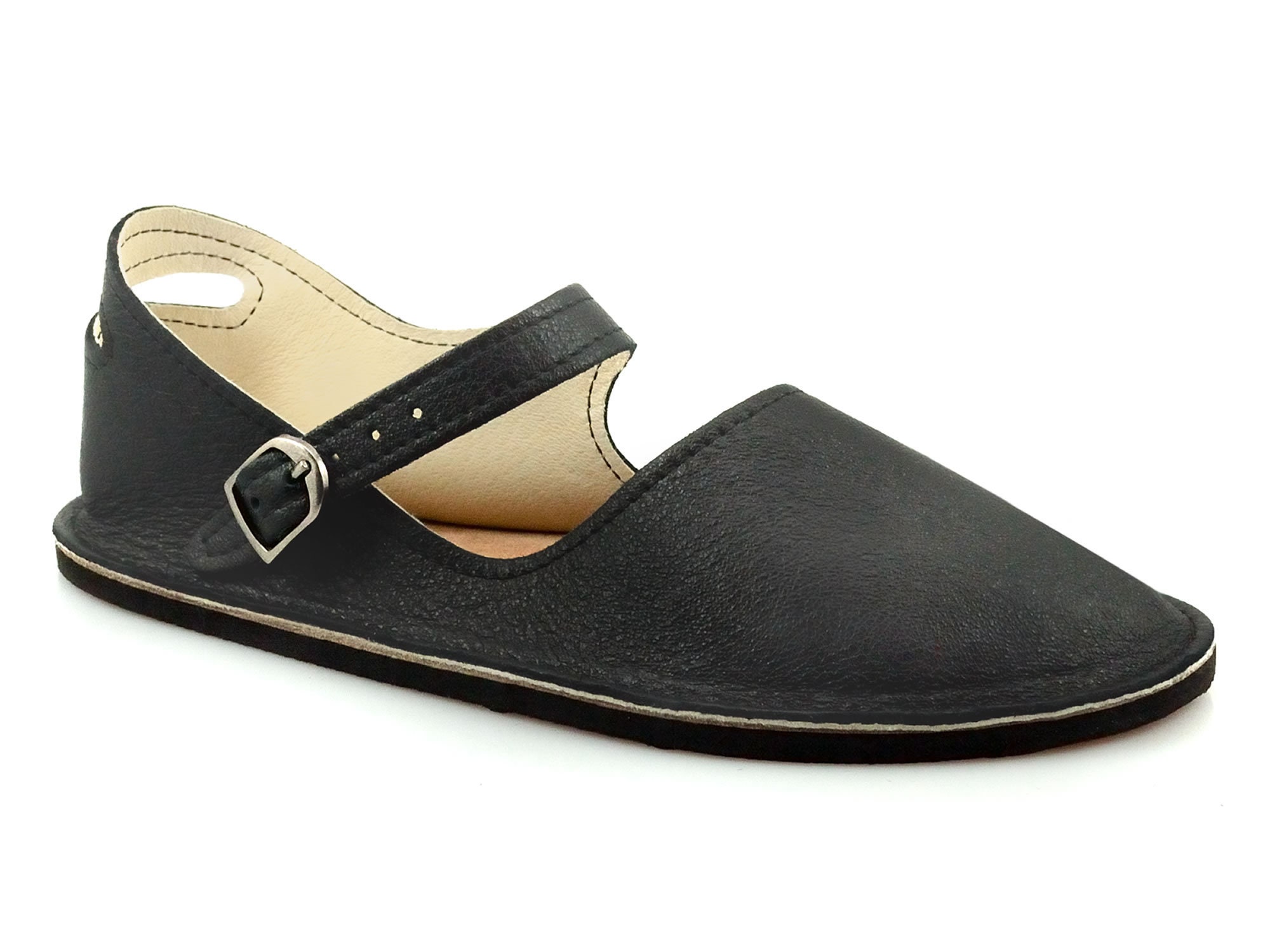 Black Mary Jane Flats Handmade Leather Shoes Minimalist - Etsy