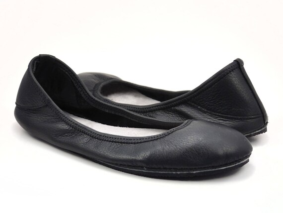 Black Ballet Flats Black Flats Shoes Black Leather Flats Etsy